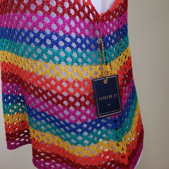 Forever21 Rainbow Print Sweater Tank Top Large - Picture 5 of 13